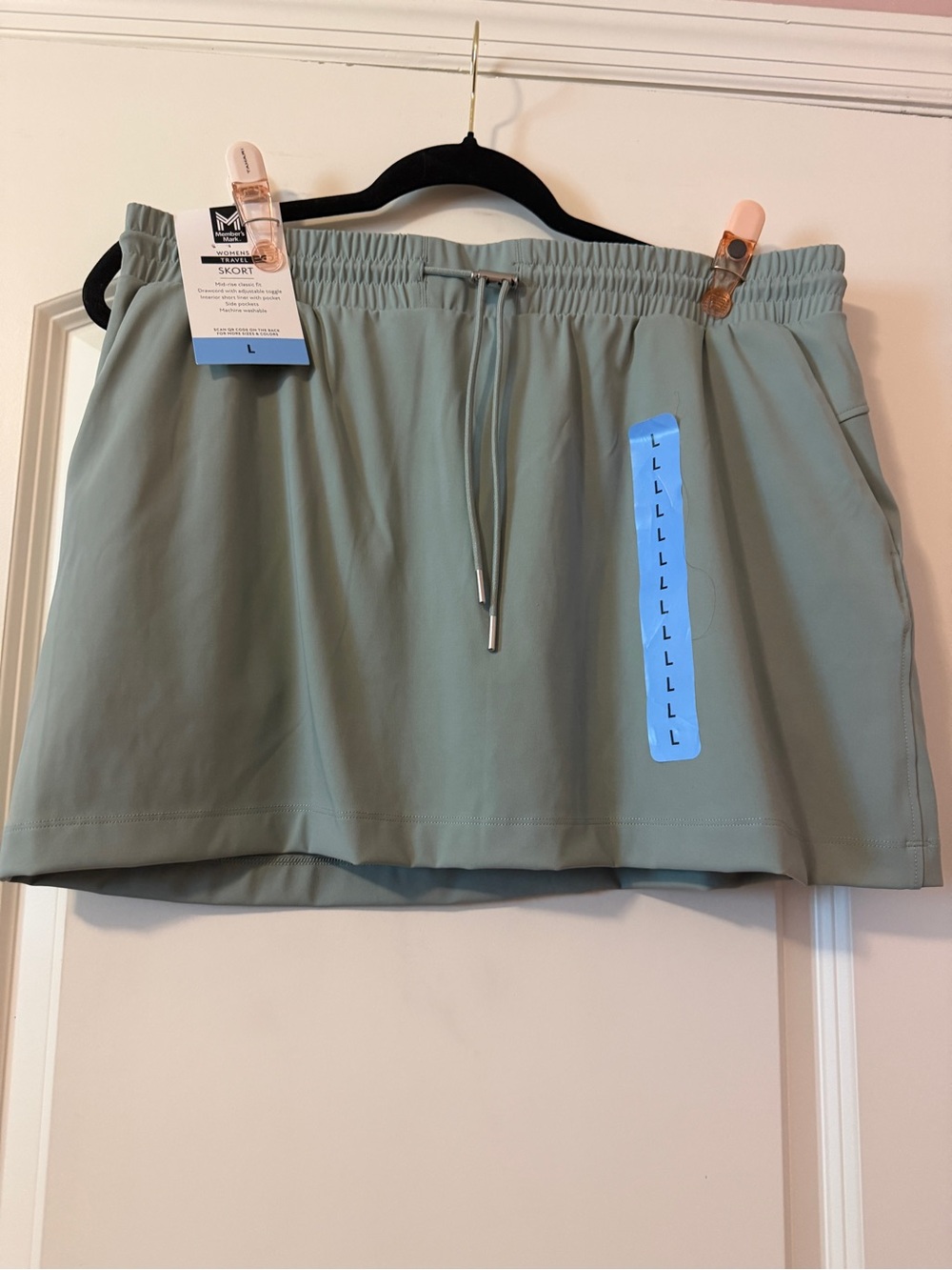Women’s Member’s Mark Travel Skort Drawstring Active Skort w/Pockets- Sage Green